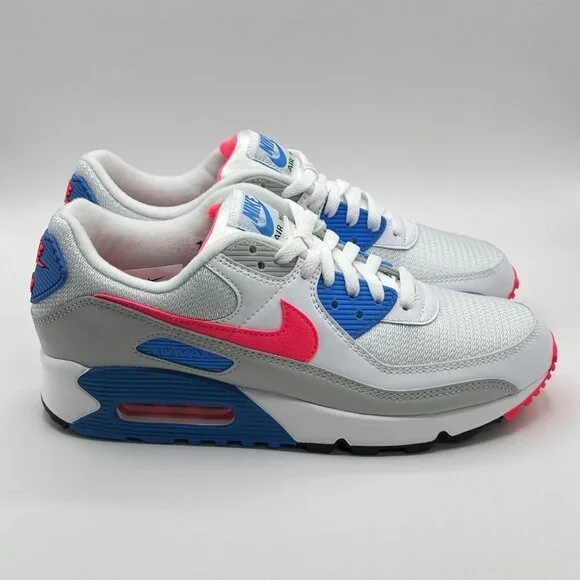Nike Air Max 90 III Womens Gym Shoes White Red Blue Coral DA8856-100 NEW Size 10 - Picture 4 of 12